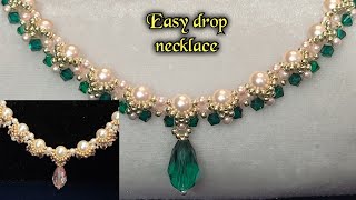 Easy drop necklace tutorialDIY beaded necklacebeaded jewelry making [upl. by Thanos]