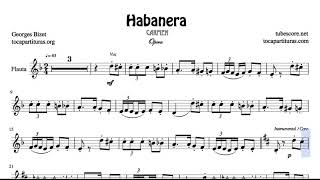 Habanera de Bizet Partitura de Flauta Travesera y Flauta Dulce  Pico Ópera Carmen [upl. by Roberts]