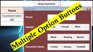 Excel VBA UserForm with Multiple Option Buttons  VBA Code for Option Buttons [upl. by Hgielrak302]