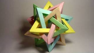 Origami Five Intersecting Tetrahedra complete assembly [upl. by Roux144]