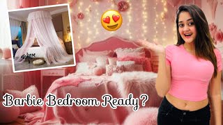 Bindass Kavya Pink Barbie Room Interior Decoration Shopping for New House Diwali Special [upl. by Arihday1]