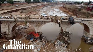 Drone footage shows scale of devastation caused by Spain floods [upl. by Branham]