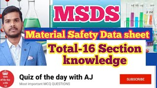 MSDS  MSDS 16 section knowledge  MSDS के सभी 16 Section की जानकारी 🔥🔥🔥 [upl. by Topliffe]