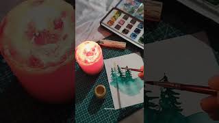 Hello December  Lets Paint a Christmas Theme on 300 GSM Watercolor Paper From MENORAH Creatif [upl. by Woehick]