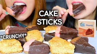 ASMR EATING CHOCOLATE CAKE STICKS FUDGE BROWNIE CHOCOLATE CHEESECAKE BUTTER CAKE  KimampLiz ASMR [upl. by Nevarc]