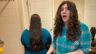 Curly Hair Transformation DIY Pigtails Cut On My Twin Sister [upl. by Middendorf]