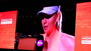 Maria Sharapova match point  winner interview vs Makarova  Porsche Tennis Grand Prix 2017 [upl. by Nitsua904]