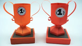 How to Make Paper Trophy For Fathers Day  DIY Fathers Day Paper Crafts Idea [upl. by Notnyw909]