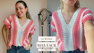 La Blusa MÁS FACIL que vas a tejer crochet paso a paso [upl. by Franek]