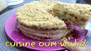 ام وليد كيك بارد سريع ورائع بالكرمبل والكريمة Oum walid gâteau facile sans cuisson [upl. by Chloras417]