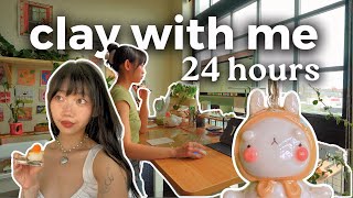 sculpting as much as i can in 24 hours ✿ clay amp glaze with me  small business diaries studiovlog [upl. by Murry]