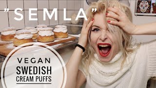 Cream Puff Semla  Swedish Fat Tuesday VEGAN amp EASY🍦🧁🥛 [upl. by Ayekam]