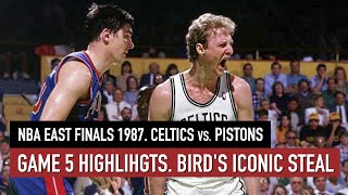 Throwback NBA East Finals 1987 Celtics vs Pistons Game 5 Full highlights Bird 36 pts and STEAL HD [upl. by Helprin]