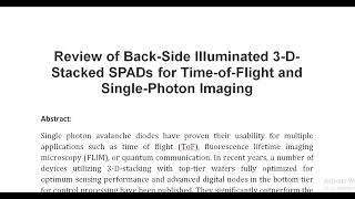 Review of Back Side Illuminated 3 D Stacked SPADs for Time of Flight and Single Photon Imaging [upl. by Clawson]