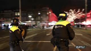 Third night of riots in the Netherlands over Covid curfew [upl. by Efinnej418]