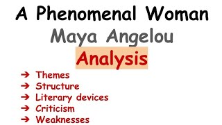 Phenomenal Woman by Maya Angelou With Analysis [upl. by Todhunter]