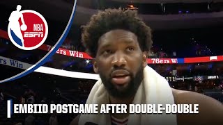 ‘We got a long way to go but I’m SO PROUD’ 🤝  Joel Embiid after the 76ers’ win  NBA on ESPN [upl. by Ateinotna308]