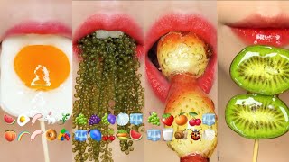 ASMR TANGHULU FRUITS AND SEA GRAPES  EATING SOUNDS  LIP ASMR [upl. by Eelaras]