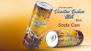 Realistic Chocolate coated vicnetnu badam milk packing soda can cover poster design in Photoshop [upl. by Gus]