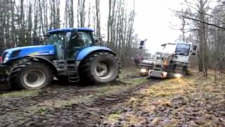 █▬█ █ ▀█▀ Wpadka na bogato czyli wyciąganie dzwigu 2x New Holland [upl. by Astraea]