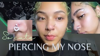 GETTING A DOUBLE NOSE PIERCING  How I pierced my nose at home wamazon piercing kit [upl. by Gary]