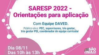 SARESP 2022  Orientações para aplicação [upl. by Sweeney160]