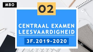 Mbo centraal examen leesvaardigheid 3F 20192020  DEEL 2 [upl. by Aniara]