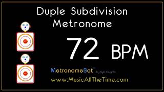 Duple subdivision metronome at 72 BPM MetronomeBot [upl. by Darrill799]