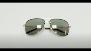 Saint Laurent Sunglasses ModelClassic 11M Color003 GoldBlackGreen Nylon Lenses [upl. by Hahnert]