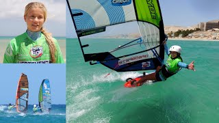 PWA Windsurf World Cup Fuerteventura BobbiLynn De Jong 13years old [upl. by Llenoil]