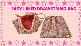 Easy Lined Drawstring Bag [upl. by Yrahca]