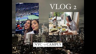 VLOG 2 NYC Central Park Restaurants US Open en naar de University Campus Dorm Cafeteria amp Meer [upl. by Siroved]