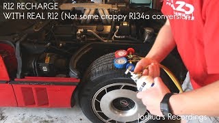 Recharging an R12 Car Air Conditioner 1985 Corvette [upl. by Atirahc]