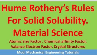 Hume Rothery Rules of Solid solubility  Material Science  Solid Solution  Metal alloys [upl. by Abbe]