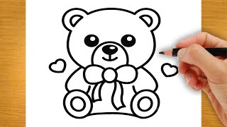 How to Draw a KAWAII TEDDY BEAR  Easy StepbyStep for Kids [upl. by Johppa796]