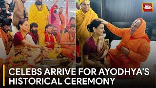 Celebrities Flock To Ayodhya For Mega Pran Pratishtha Ceremony [upl. by Tinaret768]