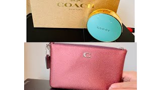 Coach holiday special edition wristlet unboxing [upl. by Ylrebmic]