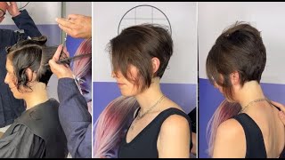 Creative Short Womens Haircut Tutorial Full Step By step  Asymmetrical Layered Bob Cuts amp Styles [upl. by Ardnaxela]