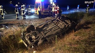 PKW überschlägt sich im Kreisverkehr GroßpösnaAlkohol am Steuer 02072017 [upl. by Reginnej]