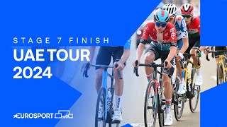 WHAT A CHAMPION 🏆  Stage 7 Finish UAE Tour 2024  Eurosport Cycling [upl. by Donahoe]