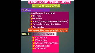 Ganglionic stimulant part 1selective nicotine agonist [upl. by Akirdnas]