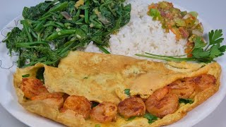 OMELETTES AUX CREVETTES 🥚 FRICASSÉE BREDES CHOUCHOU 🌴 4K  Vidéo Ultra HD [upl. by Tiebold]