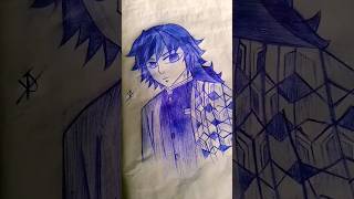 Drawing Giyu Tomioka with ball pen 🖊️ demonslayer animedrawing howtodraw art drawingtutorial [upl. by Vasya603]