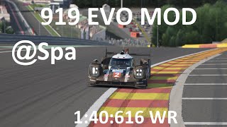 Porsche 919 Hybrid 2016 Evo Mod  Spa 140616 WR  Assetto Corsa [upl. by Eiramnwad]