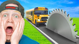 School Bus vs Massive Saw Blade [upl. by Shwalb523]