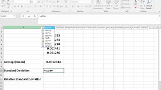 Statistical analysis  Mean SD and RSD in Excel [upl. by Guillaume]