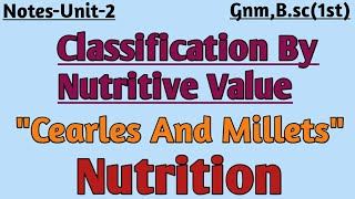 NutritionquotClassification by Nutritive ValuequotquotCearlesMilletsquotGnmBsc1st year [upl. by Namlak492]