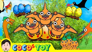 Changed eggs of pterosaur and omnivorous dinosaurㅣdinosaurs cartoon kids animationㅣCoCosToy [upl. by Akalam]