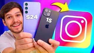 TESTEI O IPHONE 15 vs SAMSUNG S24 NO INSTAGRAM [upl. by Volnak959]