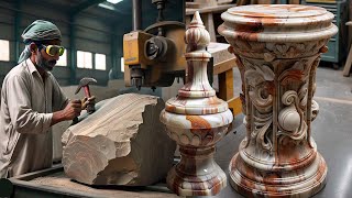 Sculpting Elegance The Journey of Turning Marble Blocks into Masterpieces [upl. by Ayerhs]